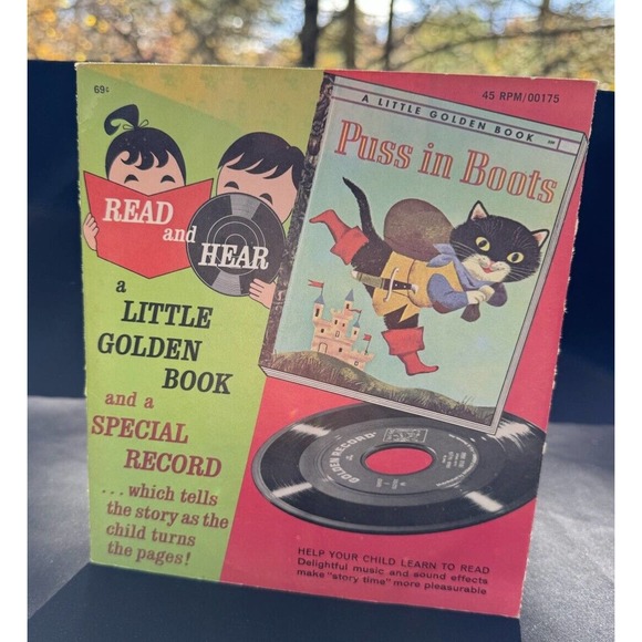 Mint! 1957 Little Golden Read & Hear Record & Book Puss In Boots Perfect! - Picture 2 of 9